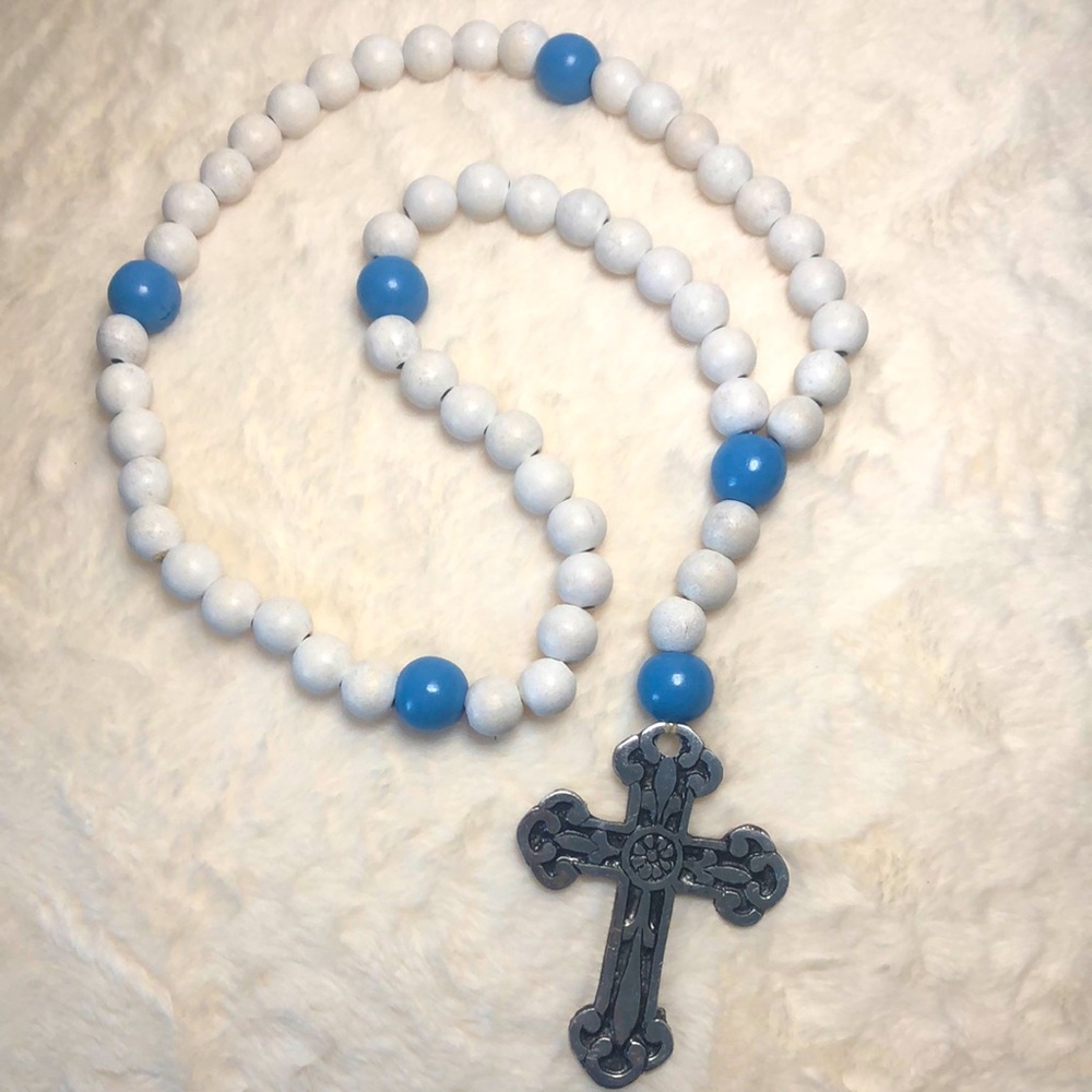 Handmade Wooden Rosary Garland.